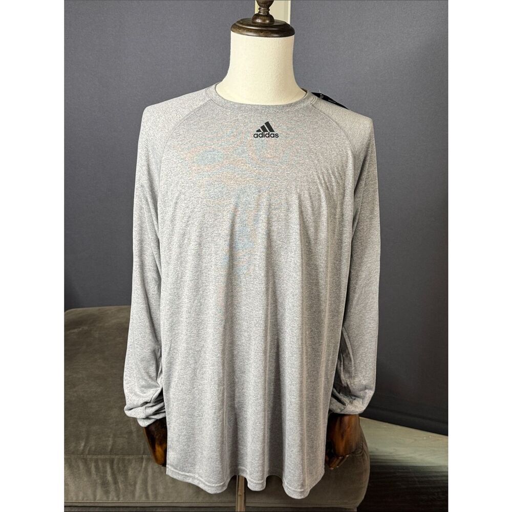 Men’s Adidas Climalite Gray Long Sleeve T-Shirt LARGE NWT